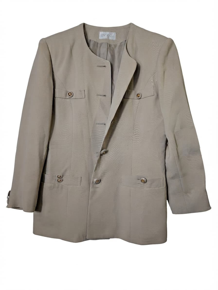 Loverich Collarless Blazer Beige Gold Button Detail Size 11 — photo 1 of 15