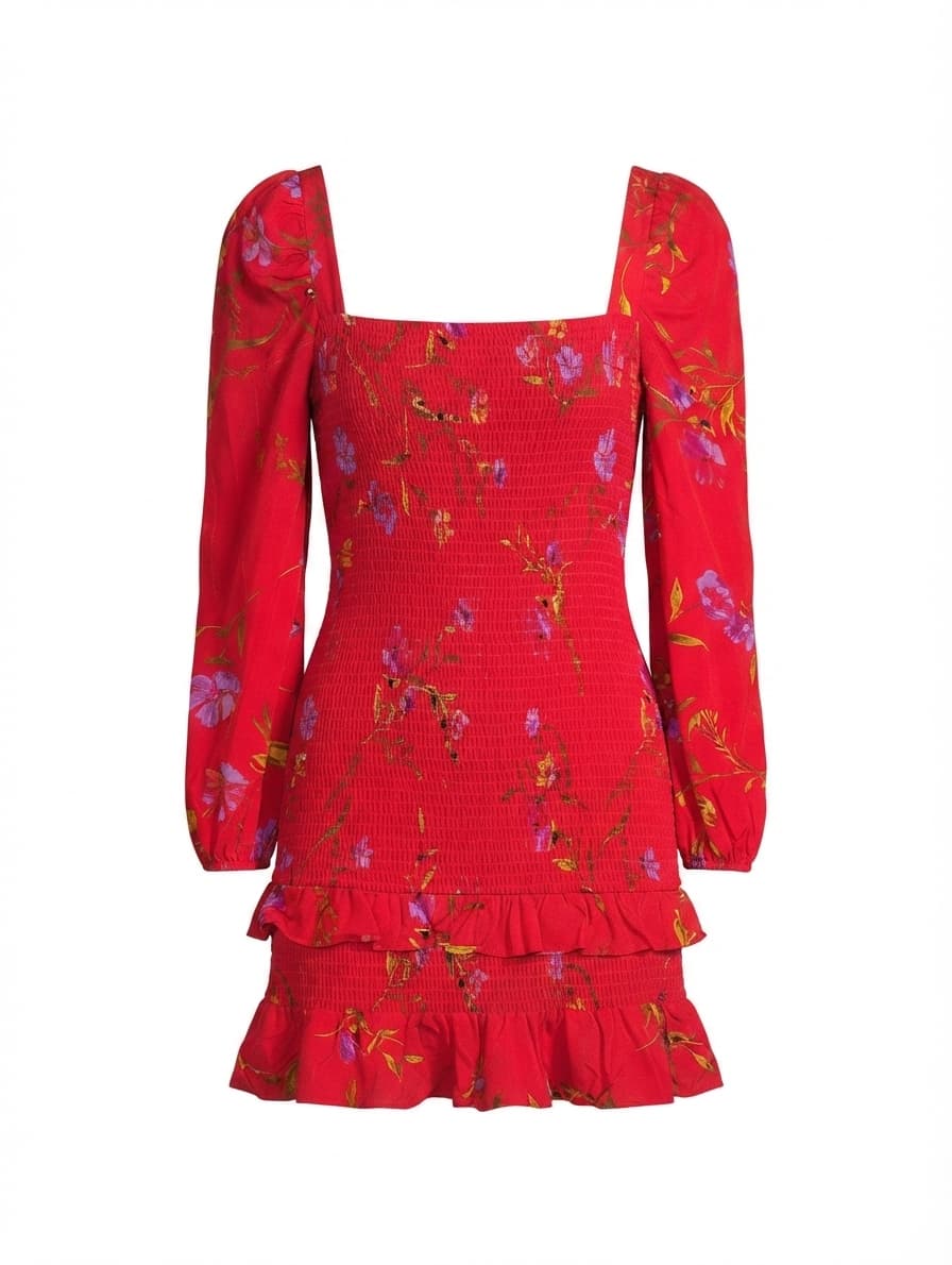 Lovers + FRIENDS Floral Smocked Mini Dress Red Women's XS — photo 1 of 8