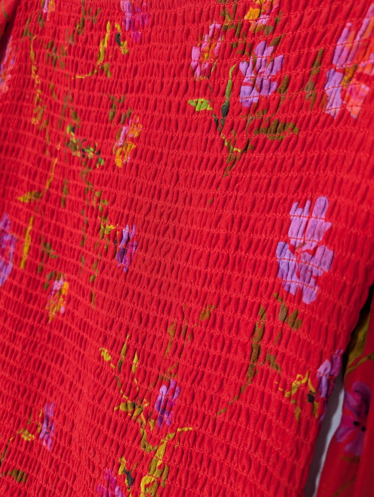 Lovers + FRIENDS Floral Smocked Mini Dress Red Women's XS — photo 3 of 8