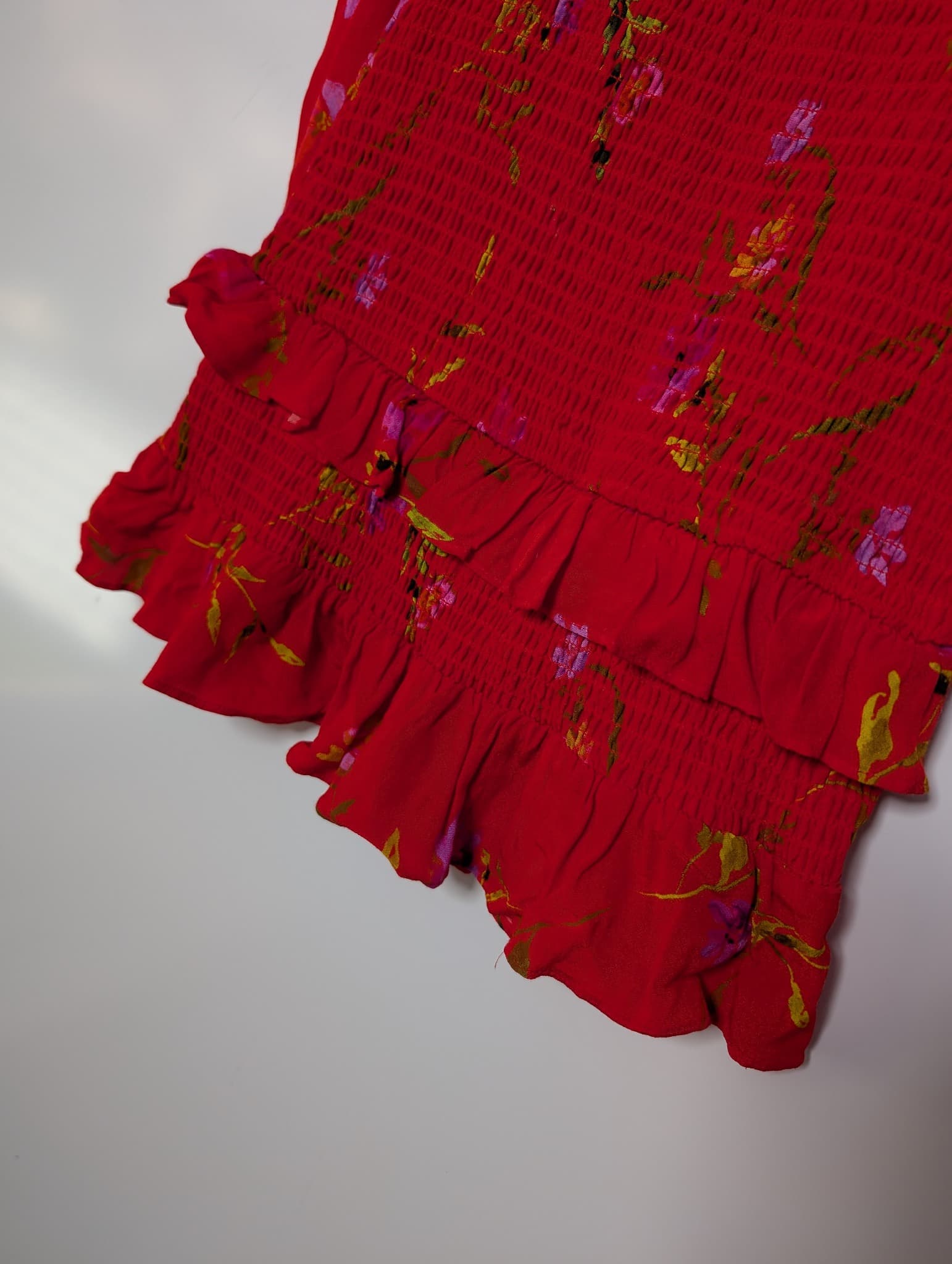 Lovers + FRIENDS Floral Smocked Mini Dress Red Women's XS — photo 4 of 8
