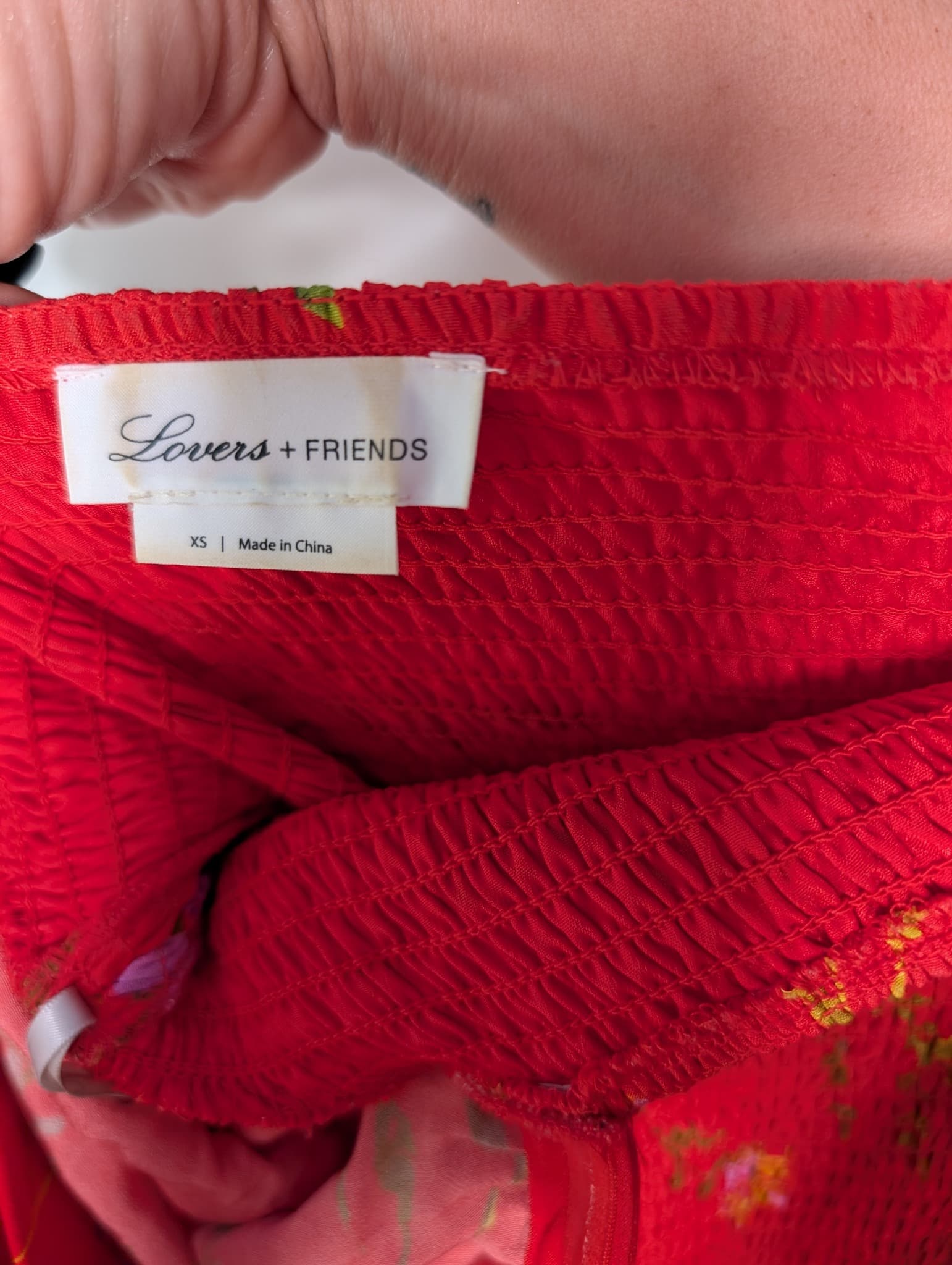 Lovers + FRIENDS Floral Smocked Mini Dress Red Women's XS — photo 6 of 8