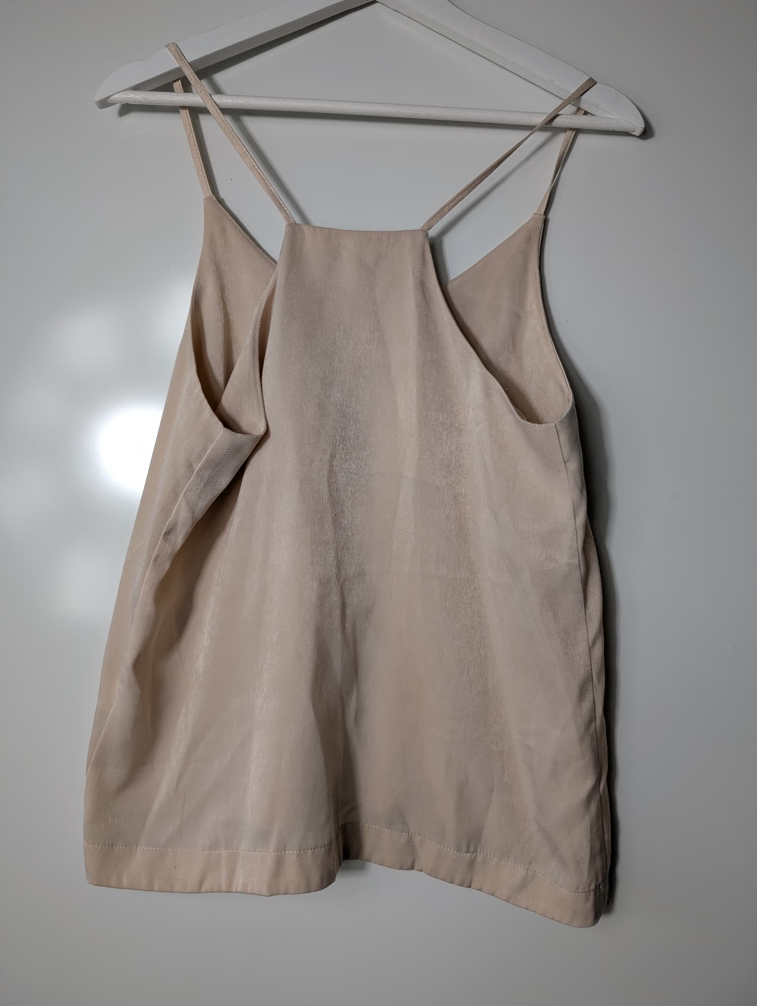 LUCA Satin Spaghetti Strap Cami Tank Top Beige Size M — photo 4 of 6