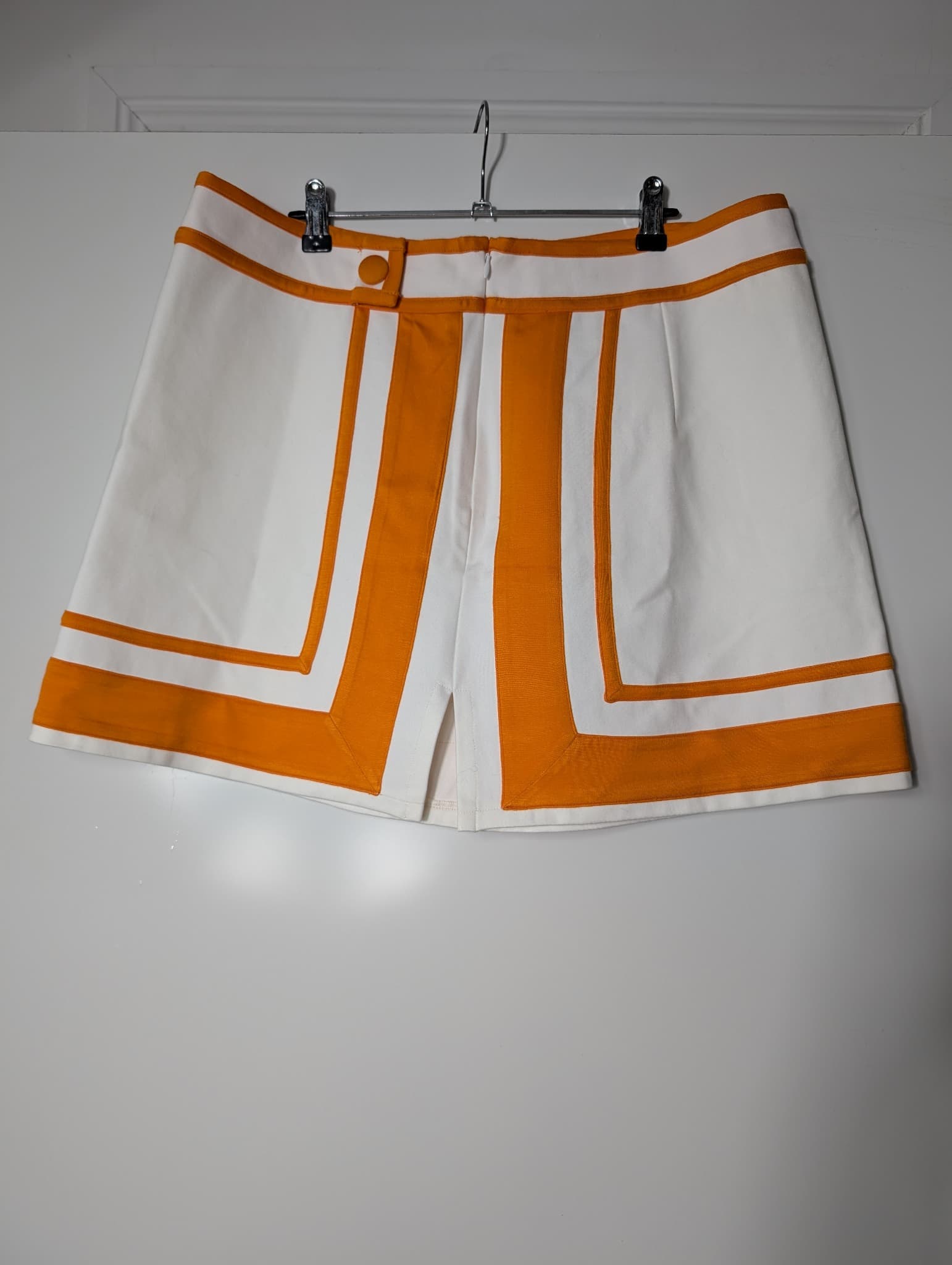 Maeve by Anthropologie Striped Mini Skirt White and Orange Size XL — photo 4 of 9