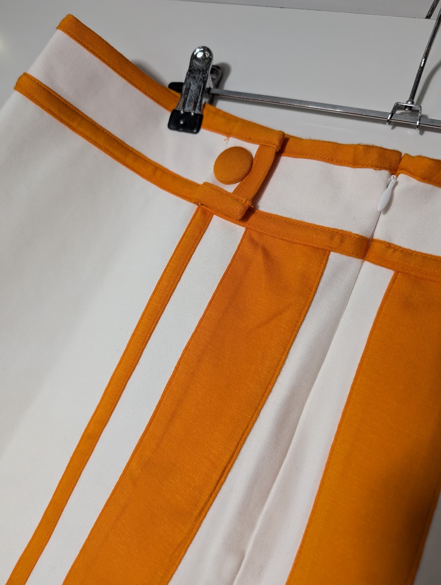 Maeve by Anthropologie Striped Mini Skirt White and Orange Size XL — photo 6 of 9
