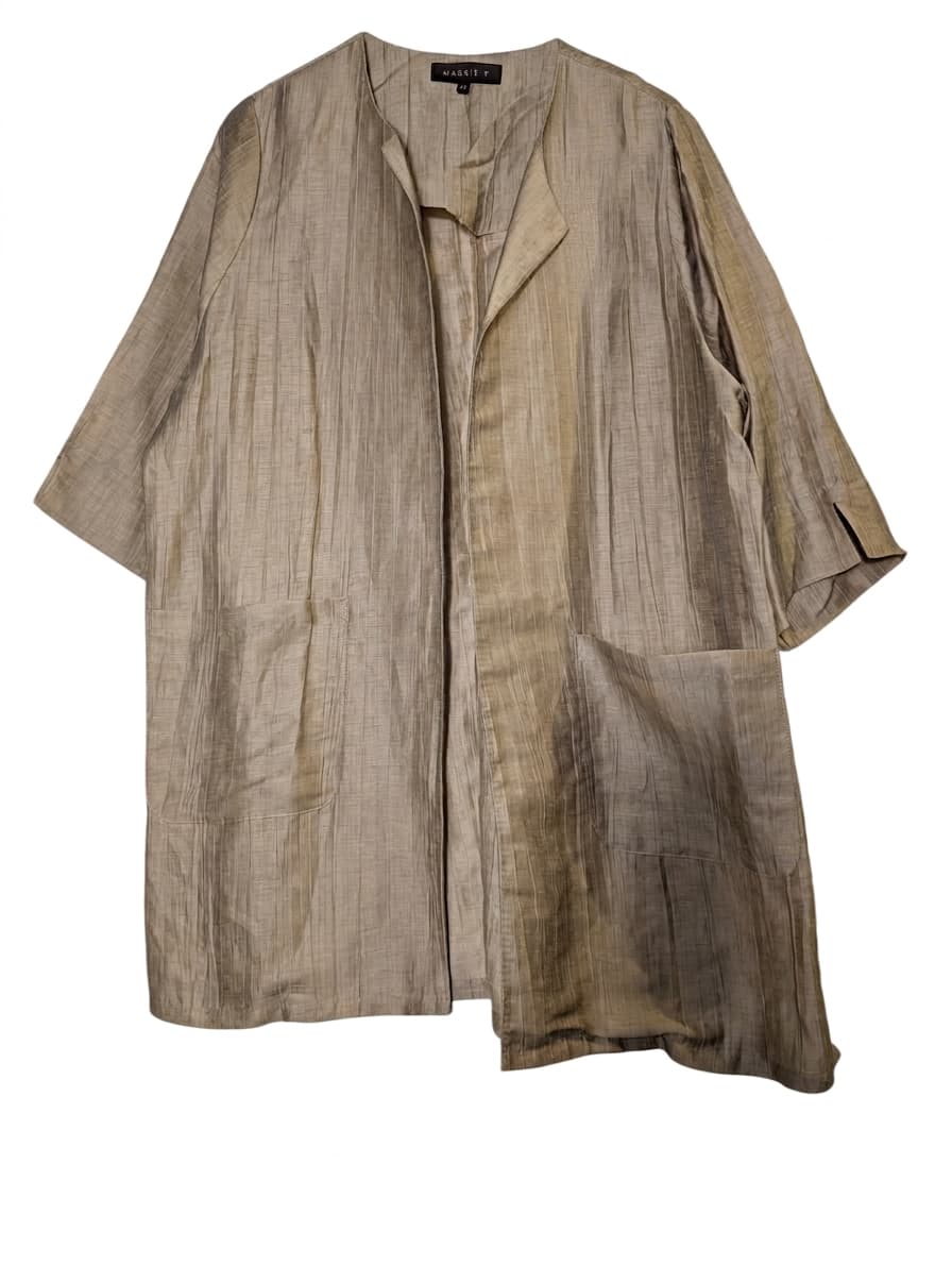 Maggie T Textured Open Front Cardigan Jacket - Beige Size 14 — photo 1 of 7