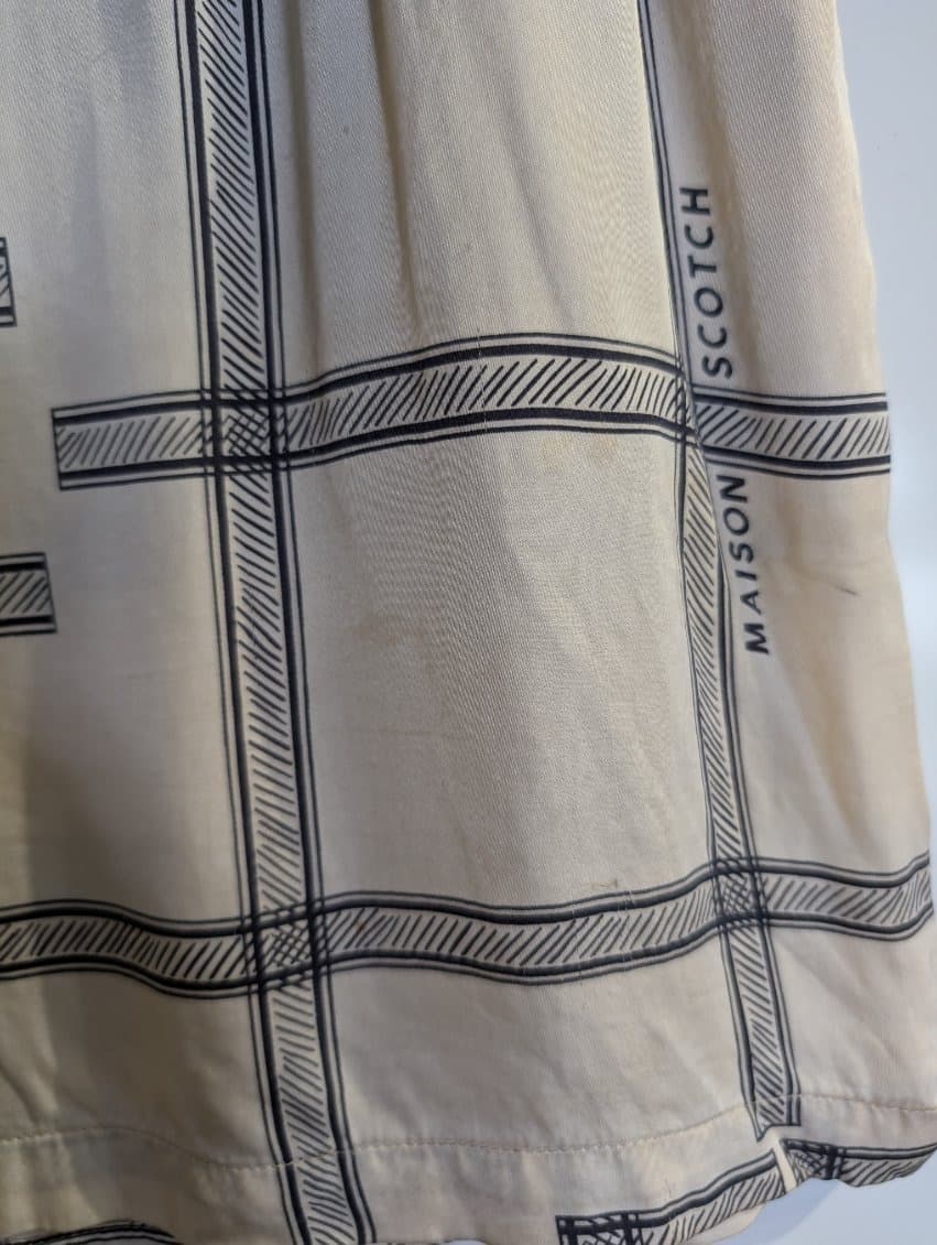 Maison Scotch Plaid Print Elastic Waist Shorts Cream & Black — photo 8 of 10