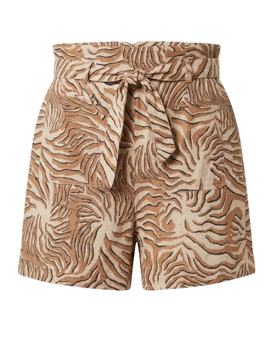 Maison Scotch Zebra Print Paperbag Waist Shorts Brown Black Size S — photo 1 of 9