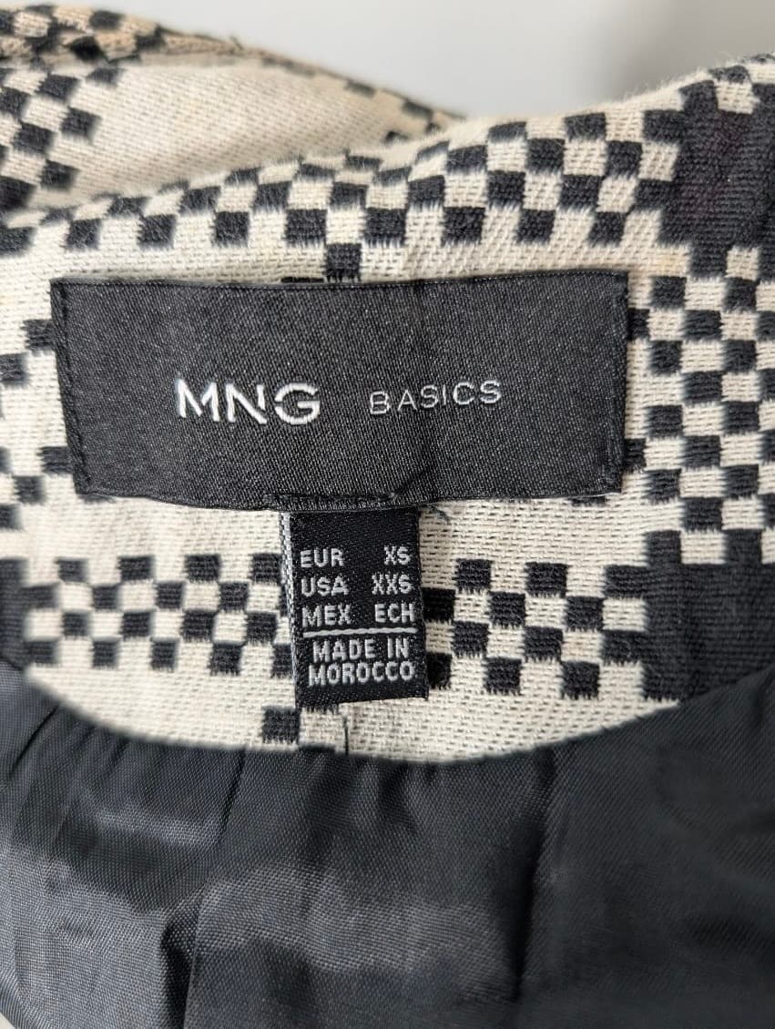 Mango Textured Coat Black and White Checkered XS — photo 5 of 8