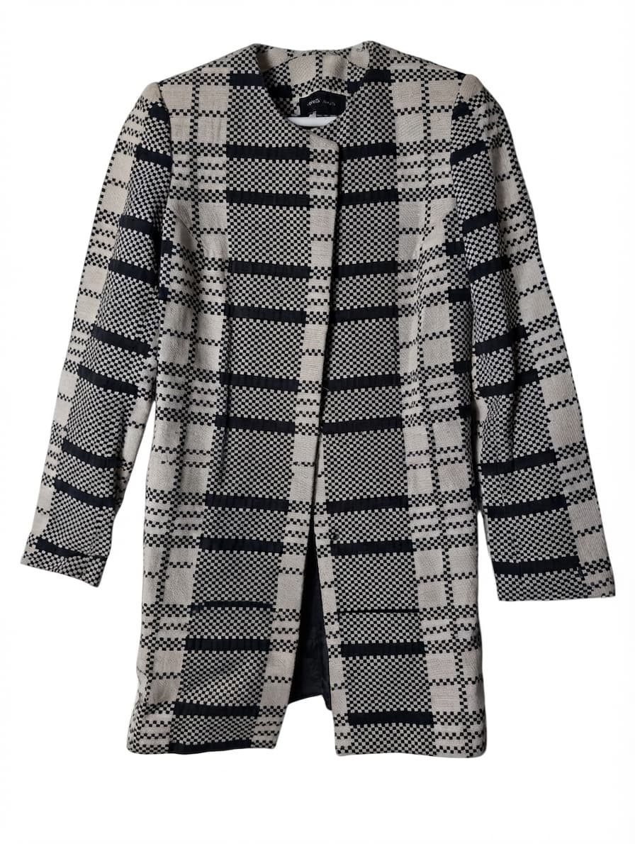 Mango Textured Coat Black and White Checkered XS — photo 1 of 8