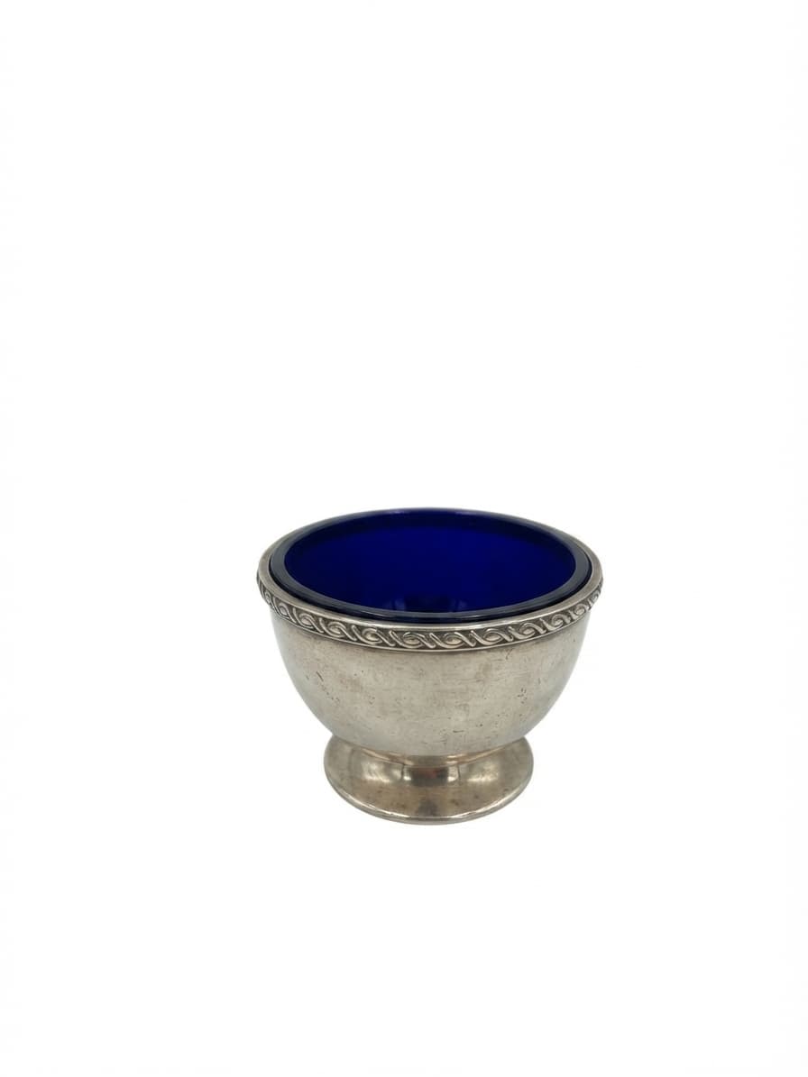 MAPPIN&WEBB Silver-Plated Salt Cellar With Cobalt Blue Glass Liner — photo 1 of 7