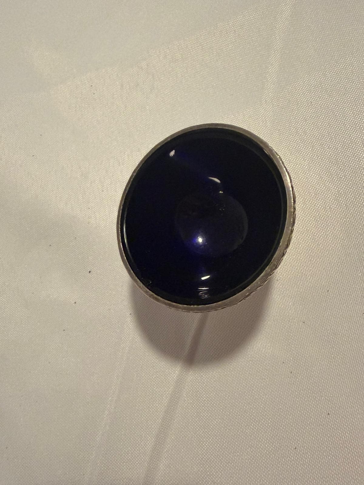 MAPPIN&WEBB Silver-Plated Salt Cellar With Cobalt Blue Glass Liner — photo 2 of 7