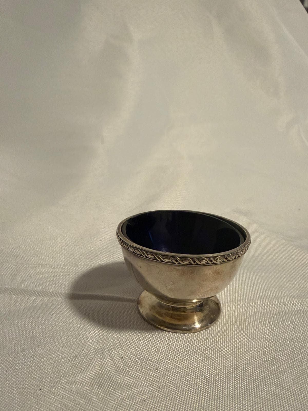 MAPPIN&WEBB Silver-Plated Salt Cellar With Cobalt Blue Glass Liner — photo 3 of 7