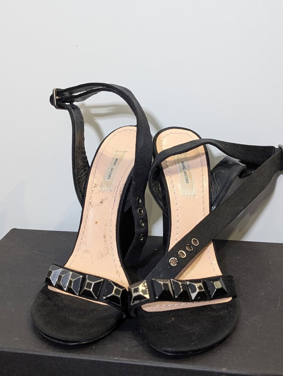 Marc Jacobs Black Suede Chain Detail Wedge Sandals - EU 38 — photo 1 of 7