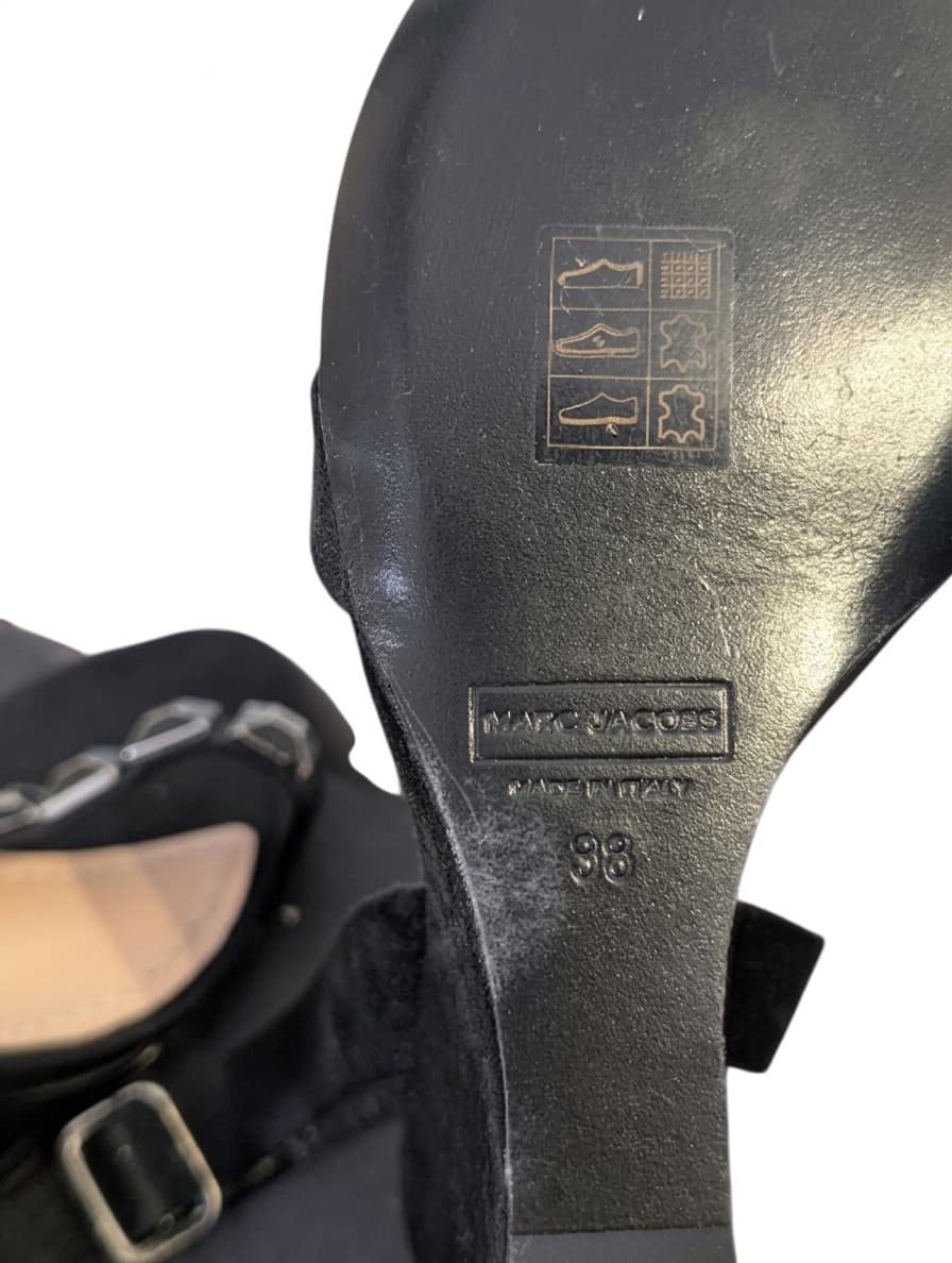 Marc Jacobs Black Suede Chain Detail Wedge Sandals - EU 38 — photo 2 of 7