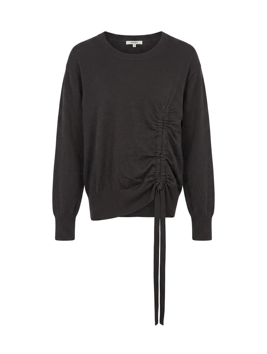 Marcs Black Ruched Side Detail Sweater - Long Sleeve Knit — photo 1 of 8