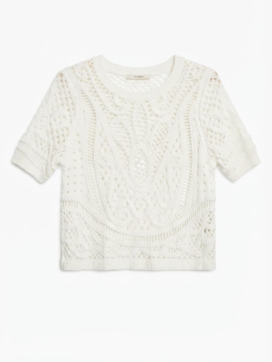 MARCS Crochet Knit Short Sleeve Top White — photo 1 of 5