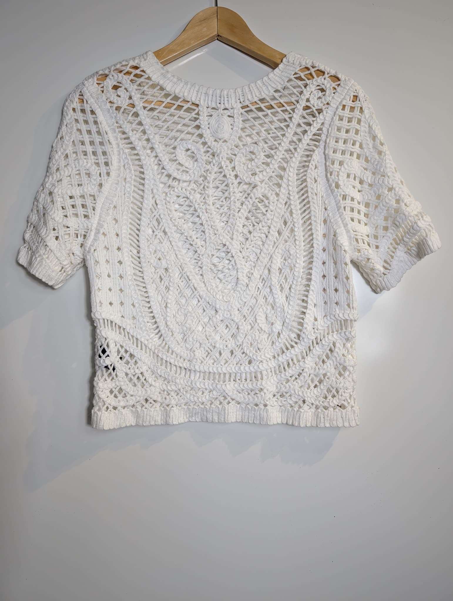 MARCS Crochet Knit Short Sleeve Top White — photo 3 of 5