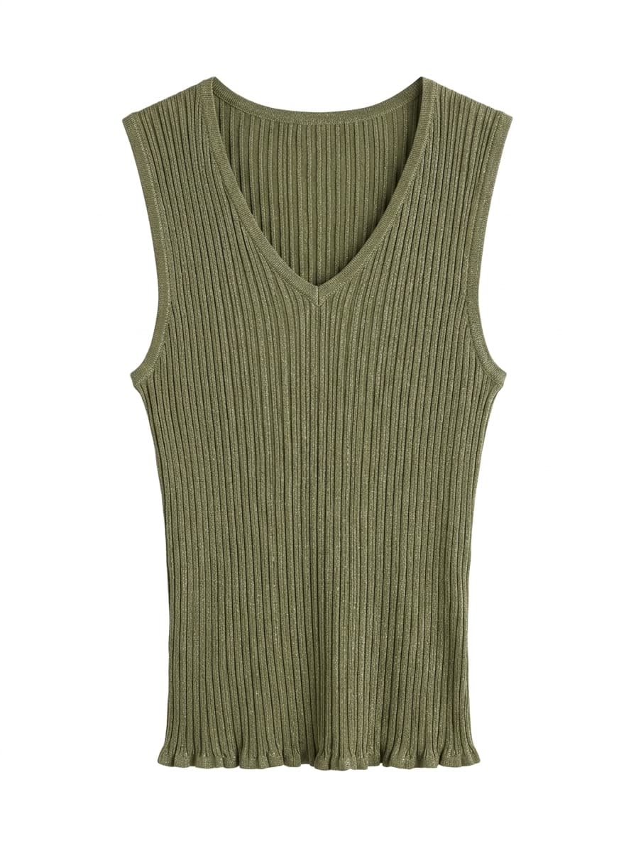 Marcs Imogen Foil Rib Tank Top Olive Green Size M — photo 1 of 4
