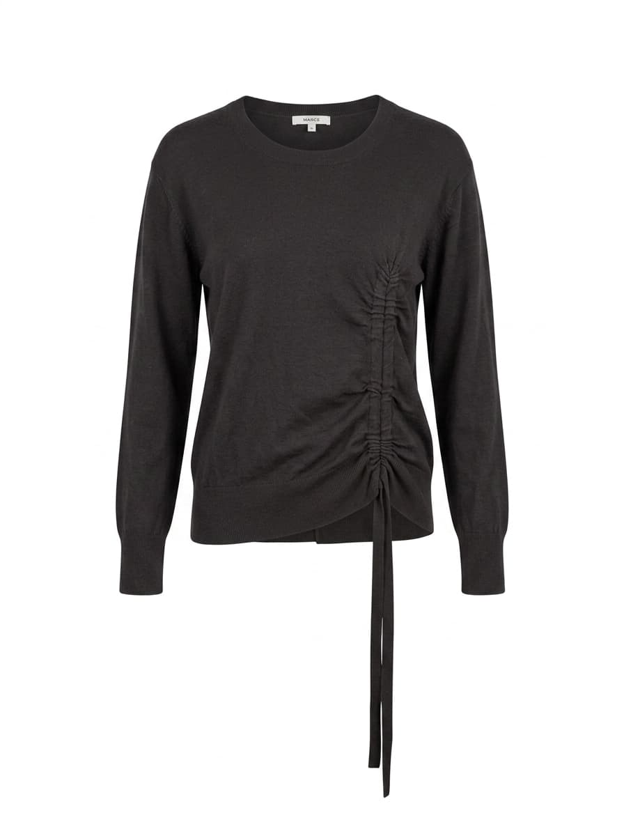 Marcs Long Sleeve Sweater Black With Ruched Side Detail — photo 1 of 8