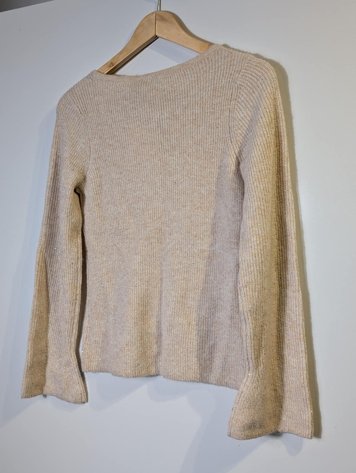 Marcs Metallic Knit Sweater Beige Sparkle Size S — photo 2 of 8