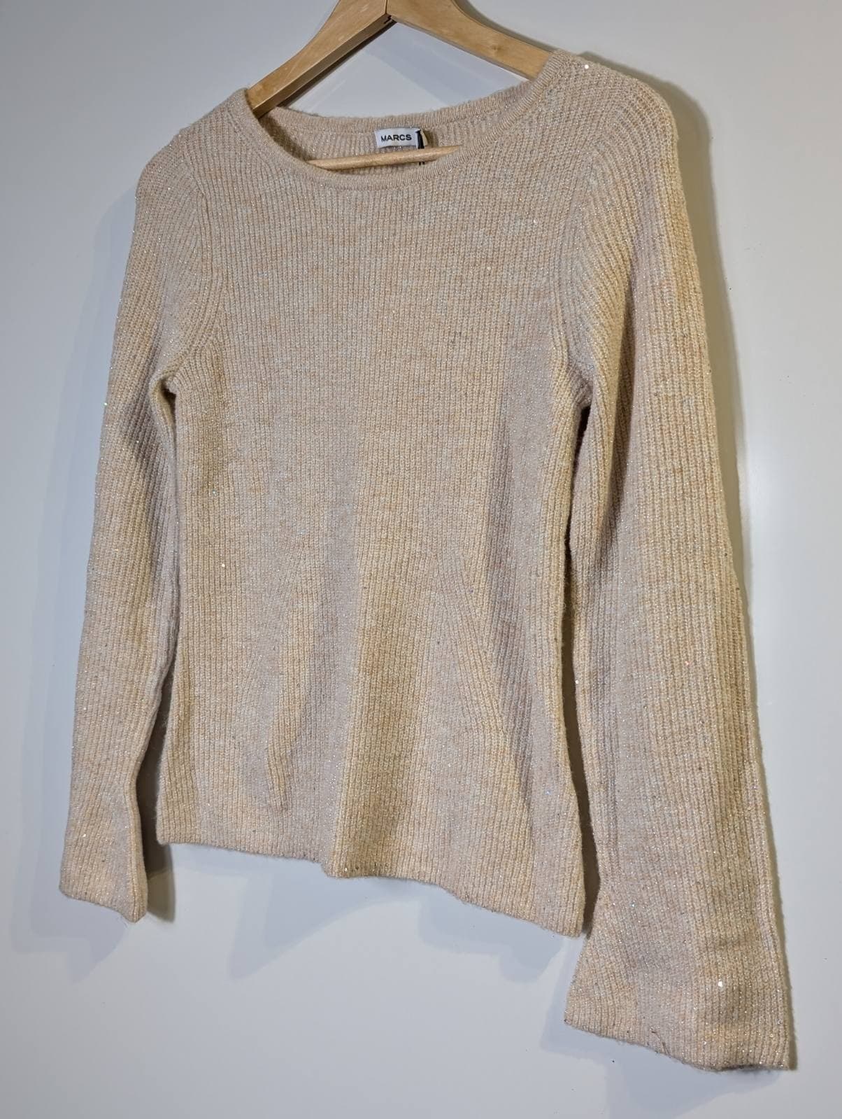 Marcs Metallic Knit Sweater Beige Sparkle Size S — photo 3 of 8