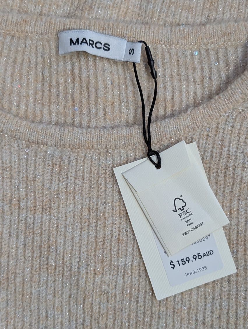 Marcs Metallic Knit Sweater Beige Sparkle Size S — photo 4 of 8