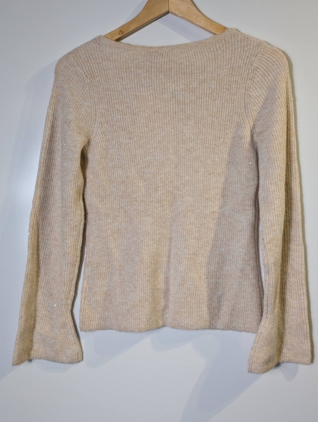 Marcs Metallic Knit Sweater Beige Sparkle Size S — photo 5 of 8