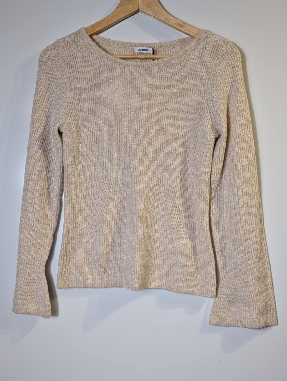 Marcs Metallic Knit Sweater Beige Sparkle Size S — photo 6 of 8