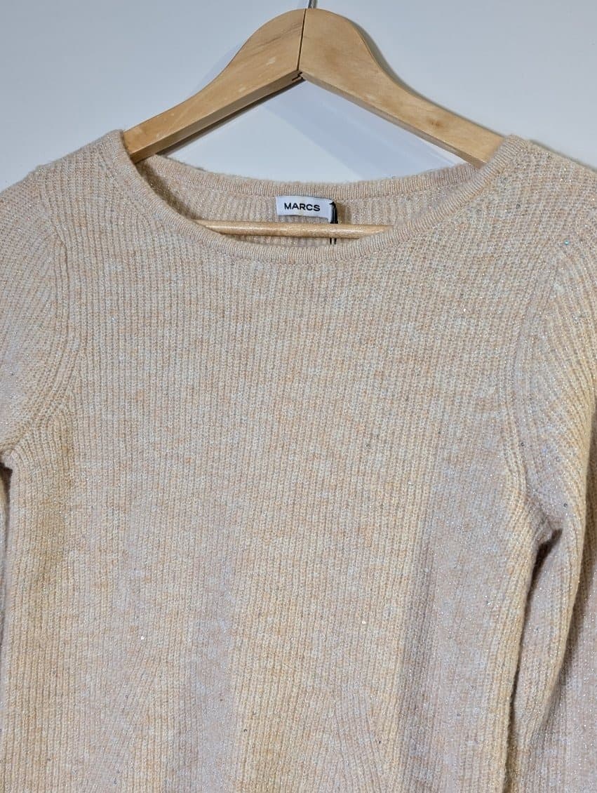 Marcs Metallic Knit Sweater Beige Sparkle Size S — photo 8 of 8