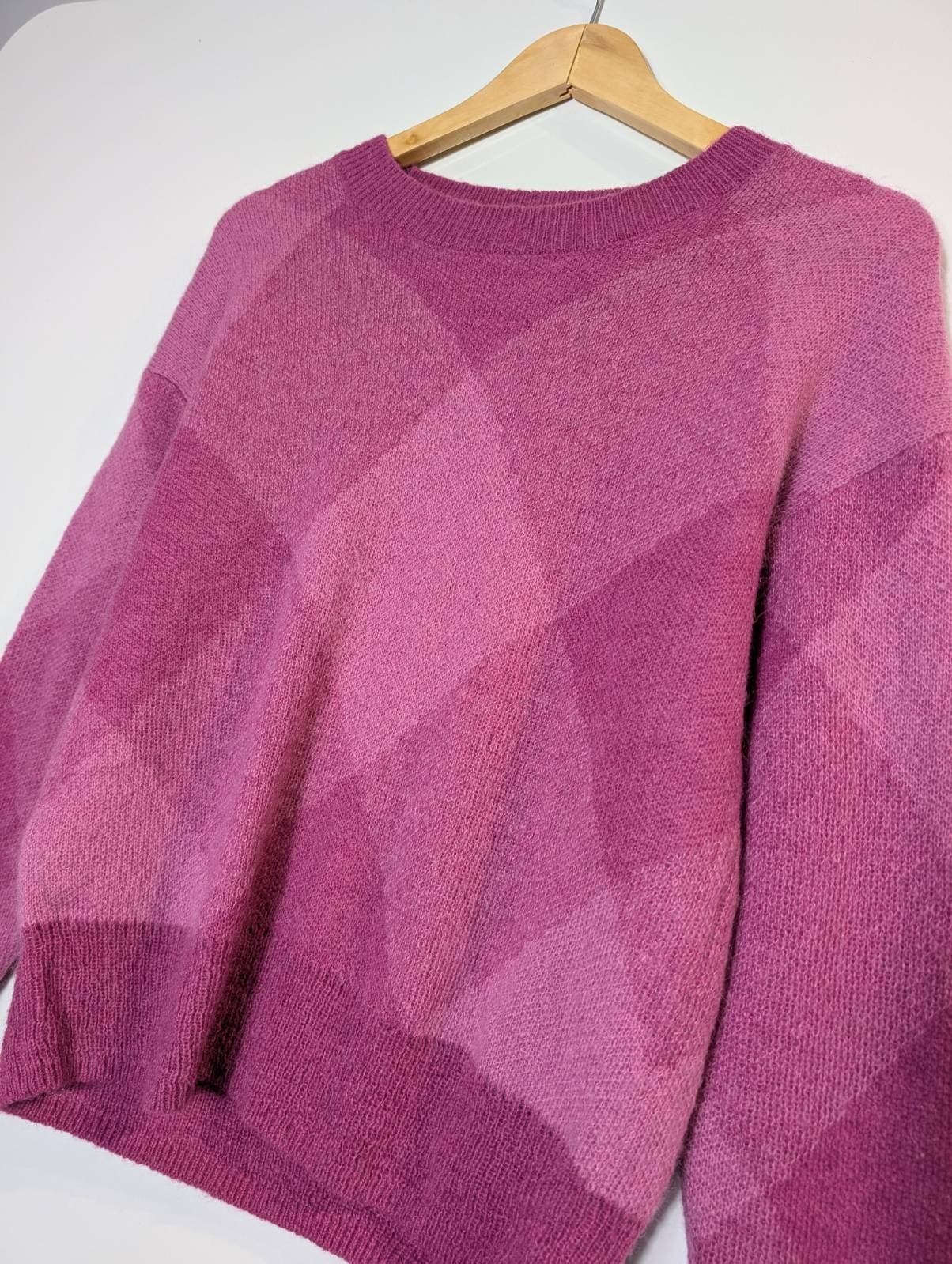 Marcs Mohair Blend Argyle Knit Sweater - Pink Purple Size XS — photo 4 of 7