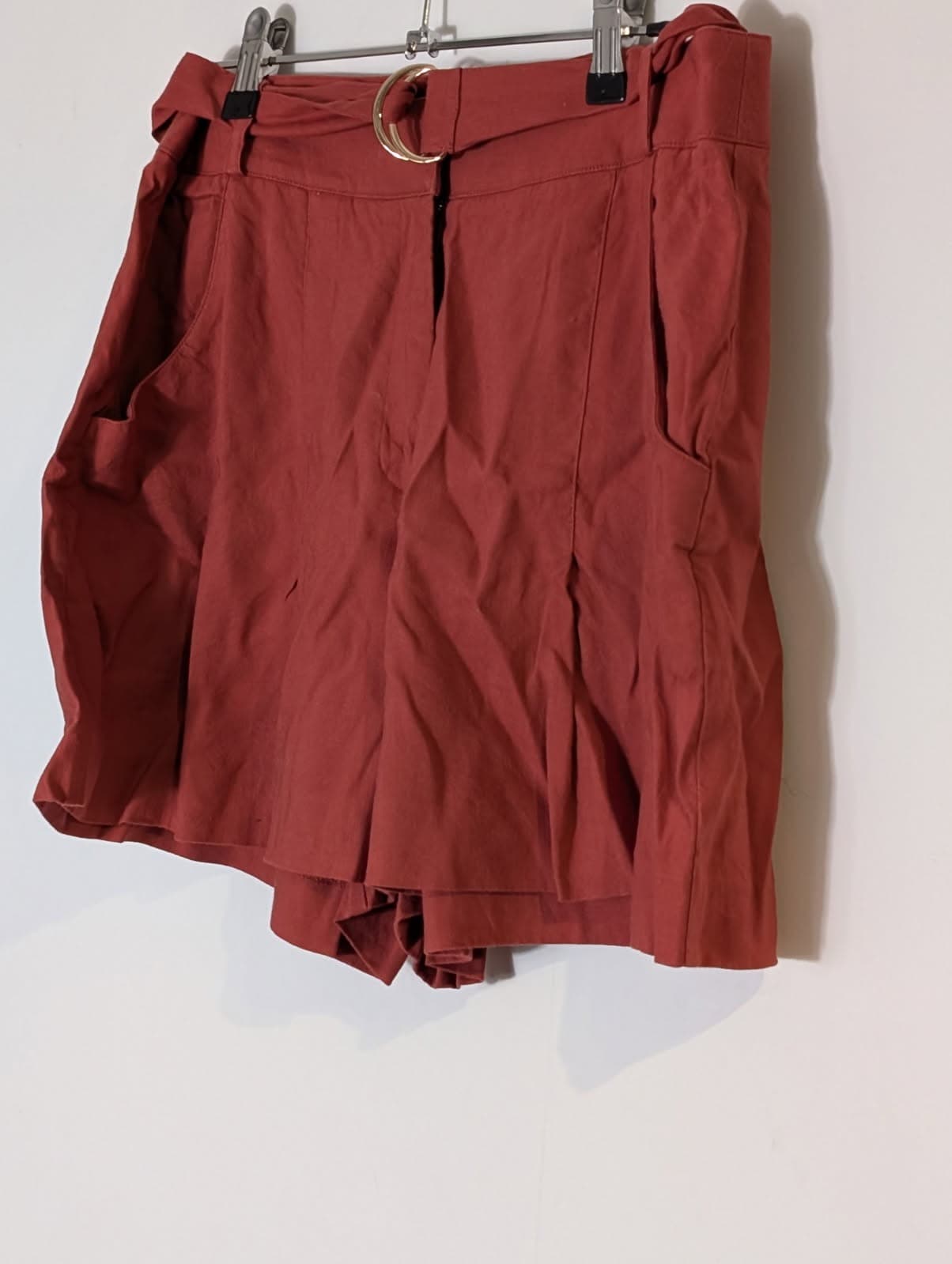 Marcs Women's Linen Blend Belted Paperbag Shorts - Rust Red Size 10 — photo 3 of 7