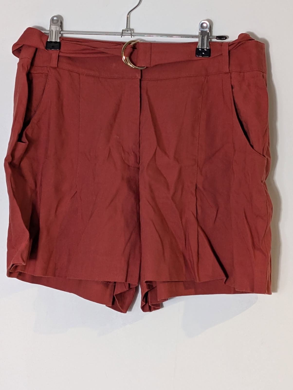 Marcs Women's Linen Blend Belted Paperbag Shorts - Rust Red Size 10 — photo 4 of 7