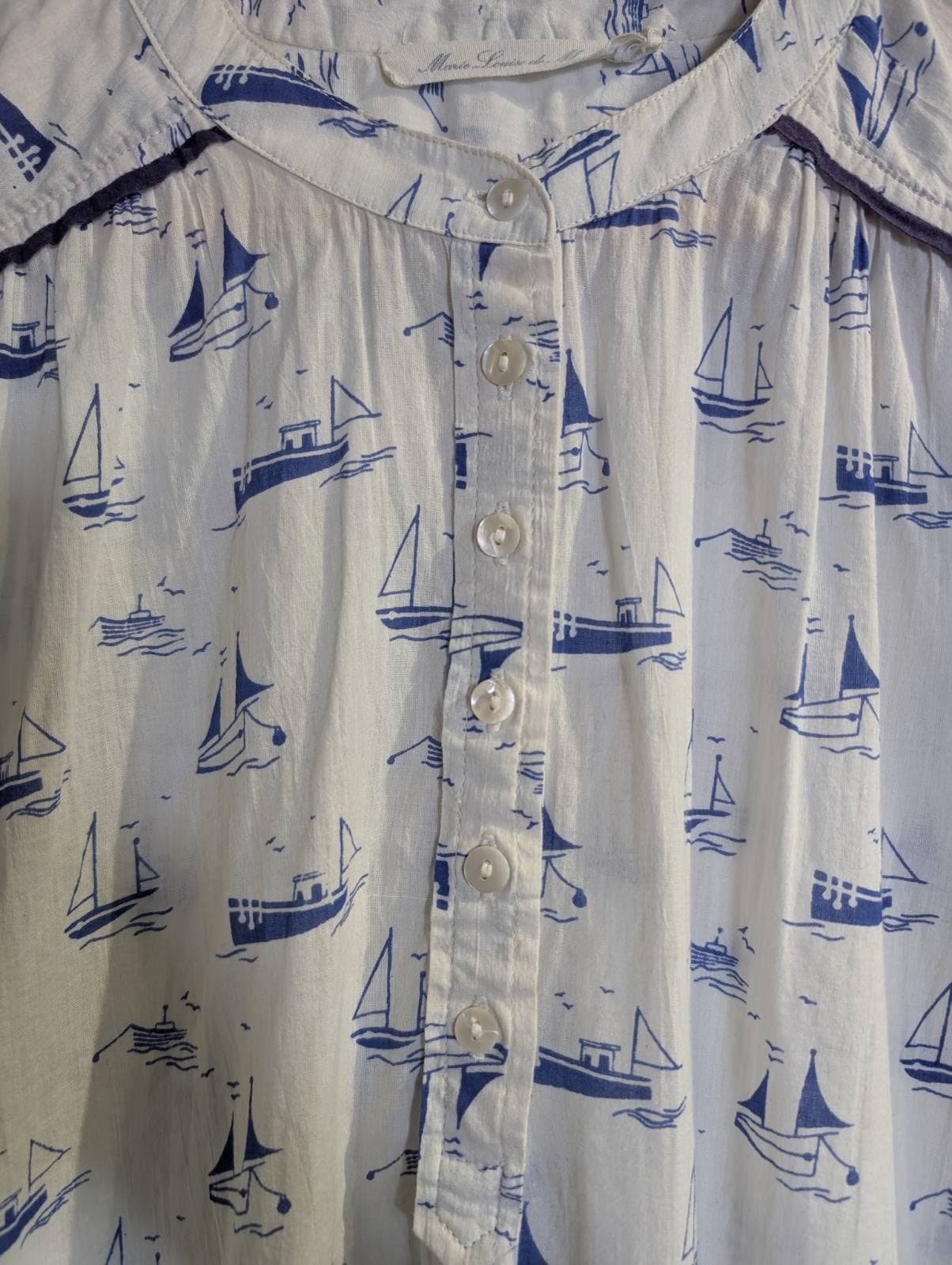 Marie Louise de Mar Sailboat Print Nightshirt White/Blue — photo 3 of 10