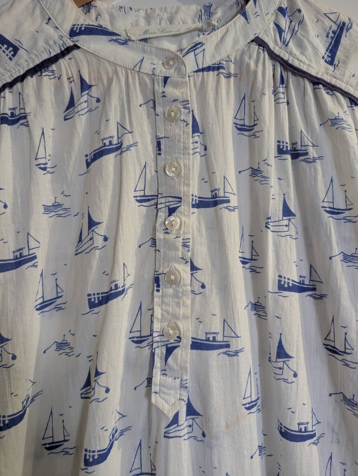 Marie Louise de Mar Sailboat Print Nightshirt White/Blue — photo 5 of 10