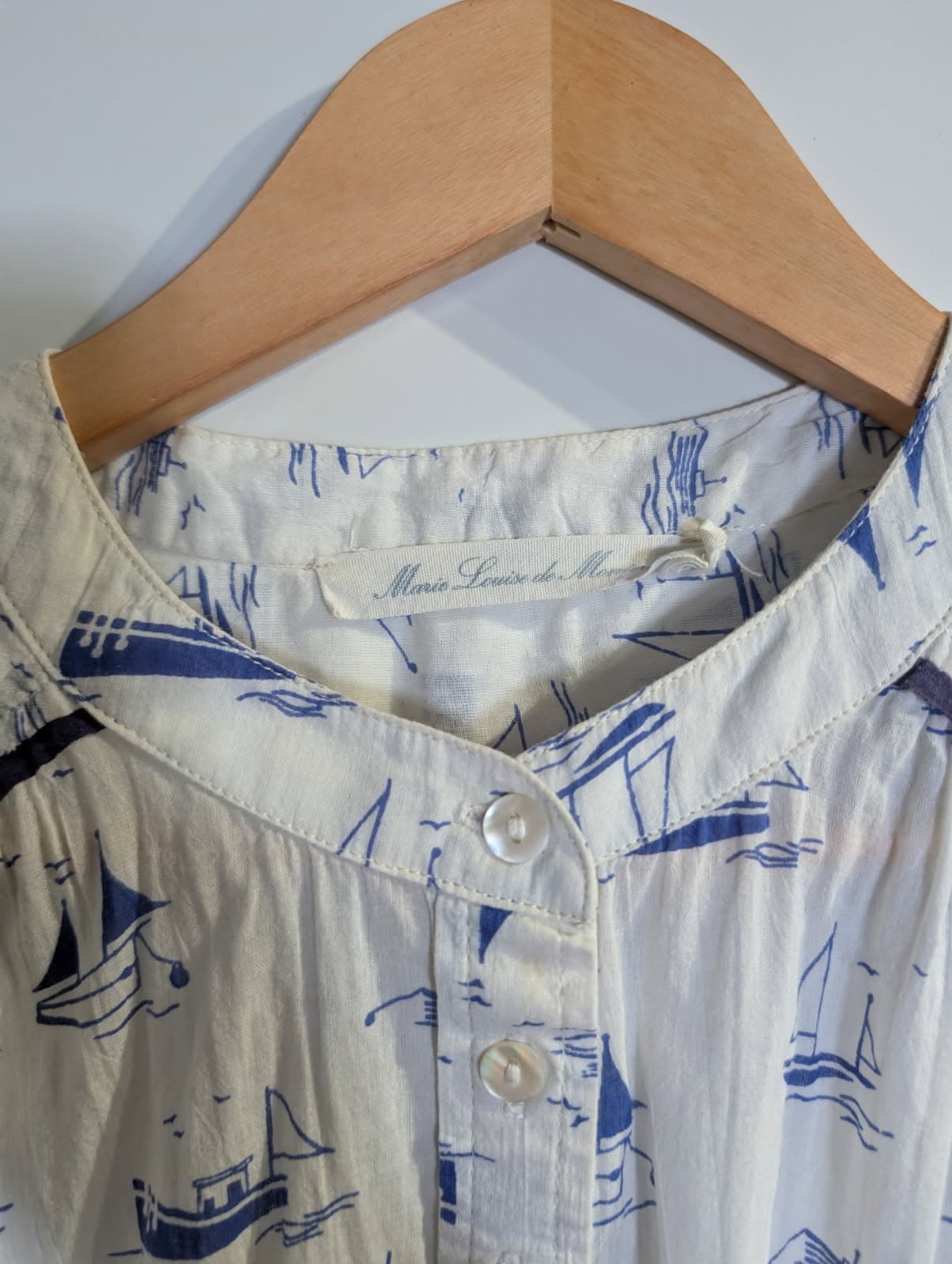 Marie Louise de Mar Sailboat Print Nightshirt White/Blue — photo 6 of 10