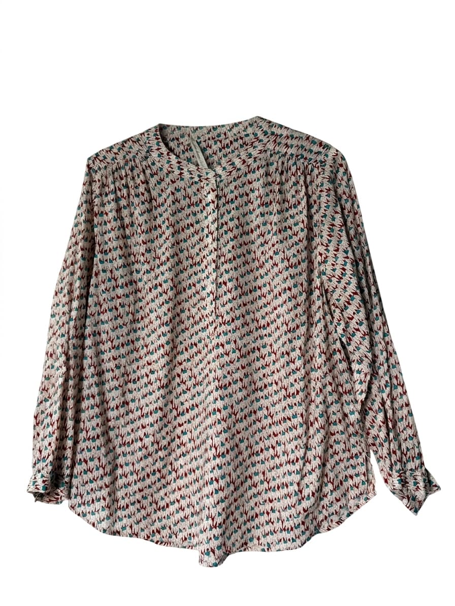 Marie Louise de Monterey Elephant Print Cotton Blouse Size 10 — photo 1 of 4