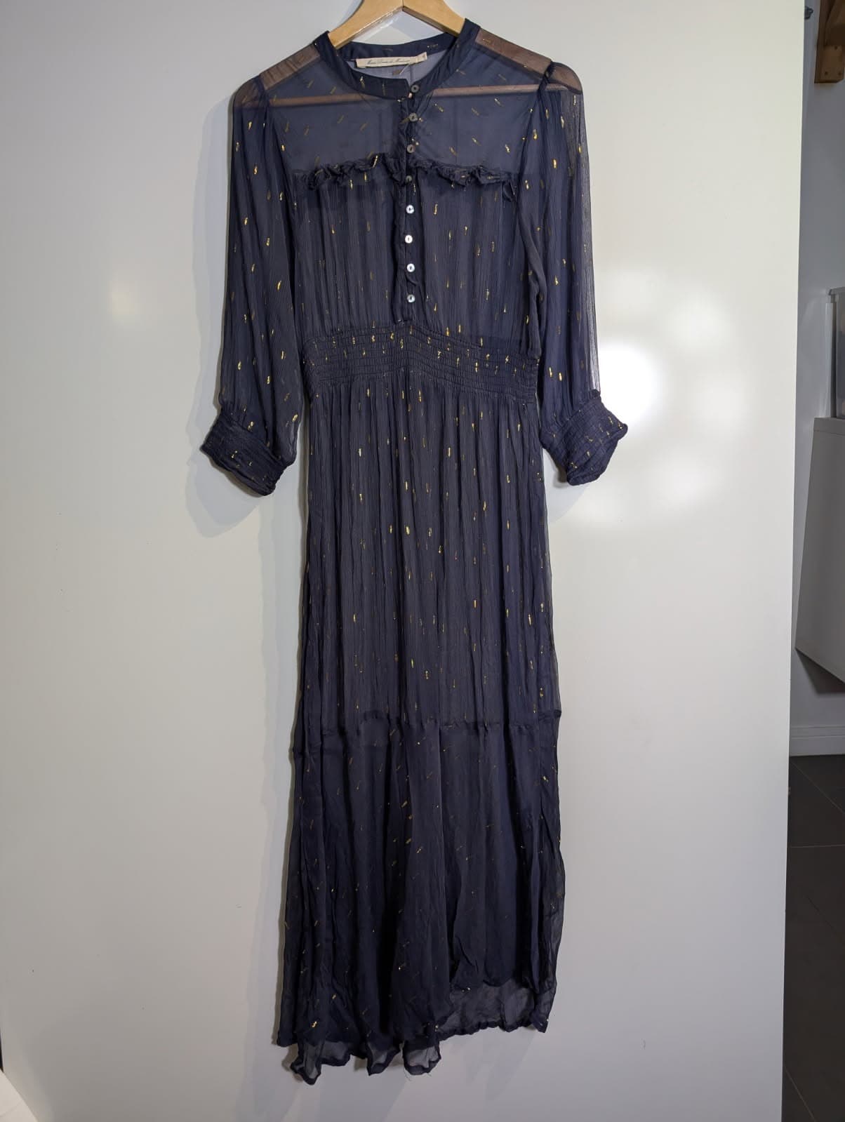 Marie Louise de Monterey Maxi Dress Metallic Gold Stripe Size 10 — photo 6 of 8