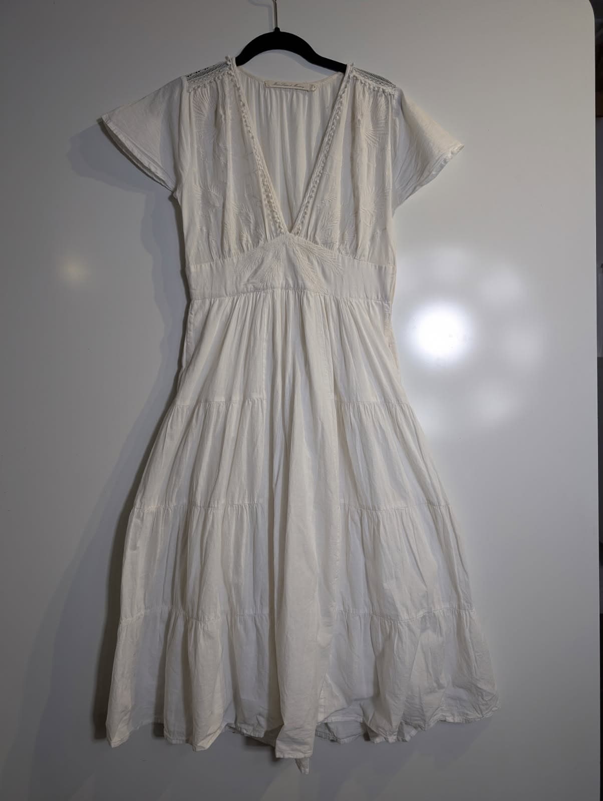 Marie Louise de Monterey Tiered Midi Dress White Size 8 — photo 7 of 8