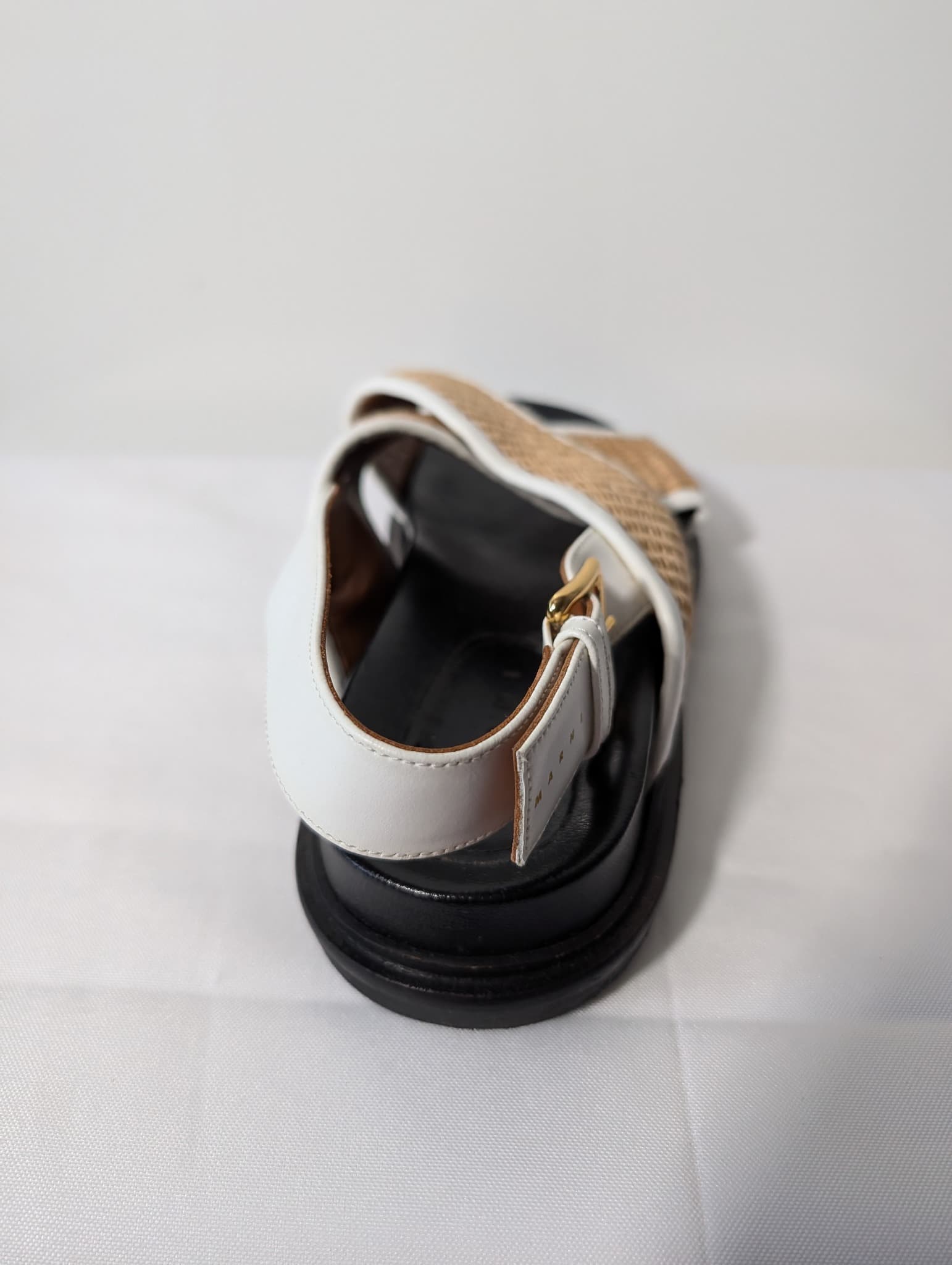 Marni Raffia and Leather Slingback Sandals Beige and White — photo 5 of 9