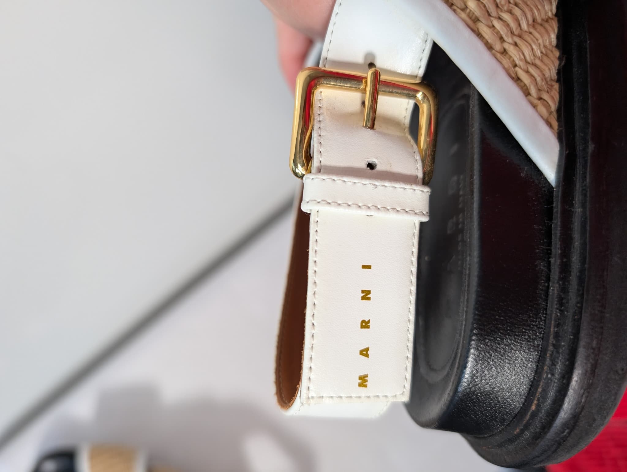 Marni Raffia and Leather Slingback Sandals Beige and White — photo 8 of 9