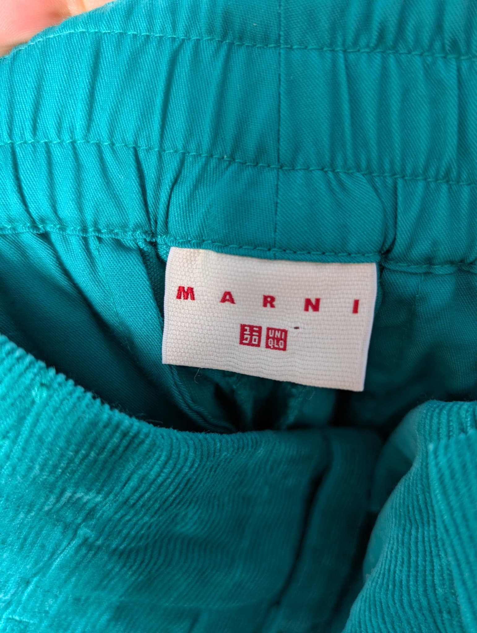 MARNI UNIQLO High-Waisted Pleated Corduroy Trousers Green Size M — photo 6 of 9