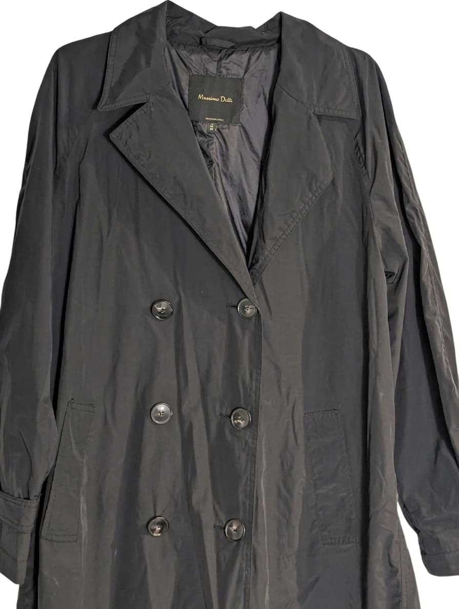 Massimo Dutti Double-Breasted Padded Trench Coat - Black Size L — photo 1 of 9