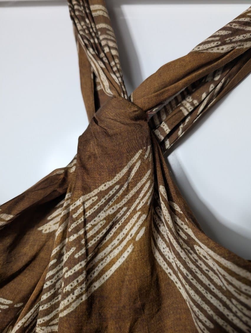 Massimo Dutti Halter Neck Maxi Dress Brown Leaf Print EU 38 — photo 2 of 10