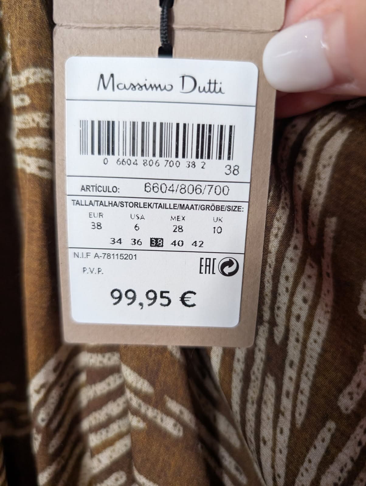 Massimo Dutti Halter Neck Maxi Dress Brown Leaf Print EU 38 — photo 6 of 10