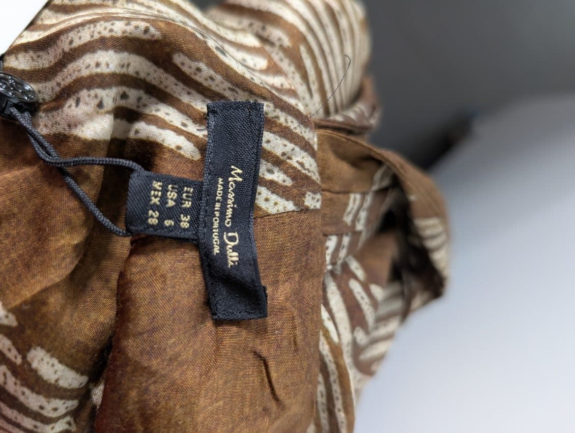 Massimo Dutti Halter Neck Maxi Dress Brown Leaf Print EU 38 — photo 7 of 10