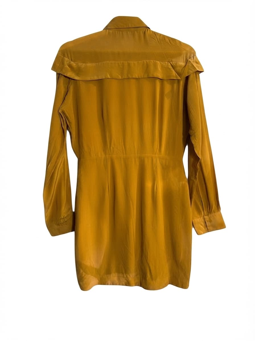 Maurie & Eve Silk Ruffle Shirt Dress Mustard AU 10 — photo 3 of 6