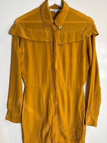 Maurie & Eve Silk Ruffle Shirt Dress Mustard AU 10 — photo 2 of 6