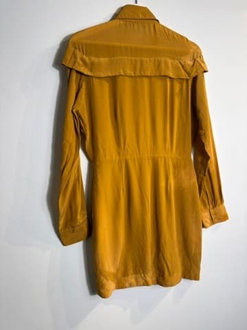 Maurie & Eve Silk Ruffle Shirt Dress Mustard AU 10 — photo 6 of 6