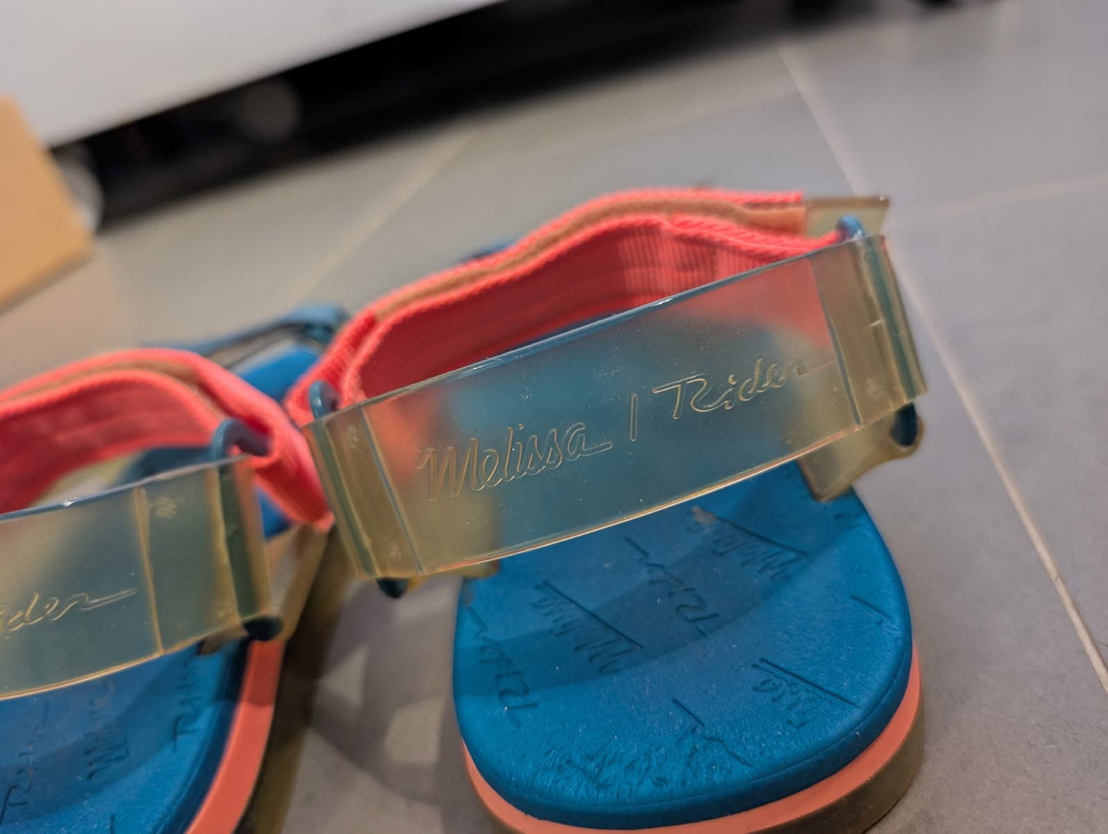 Melissa + Rider Papete Sandals - Blue & Pink Adjustable Straps — photo 4 of 4