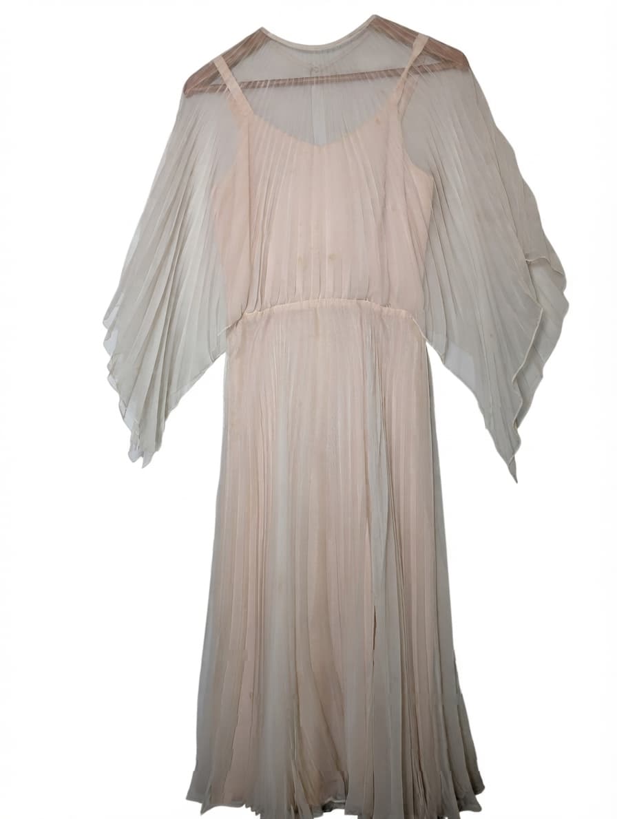 Merco Daron Pleated Chiffon Angel Sleeve Maxi Dress Pale Pink Size 12 — photo 1 of 13